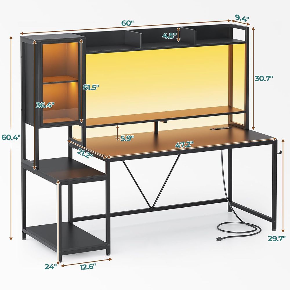 60'' Gaming Desk with Storage, - огляд і ціна Storage & Organization